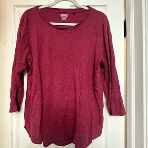 Kirkland Signature Women's Burgundy 3/4 Sleeve Tee